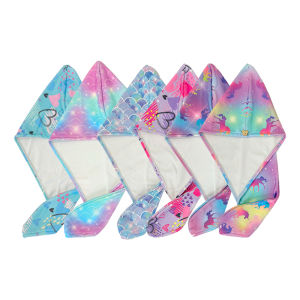 1pc geometric hair towel for children absorbent and quick-drying microfiber headscarf for girls super soft dry hair cap.
