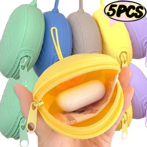 5Pcs Baby Pacifier Holder Box Silicone Infant Portable Soother Container Boxes Key Lipstick Storage Bags with Handle 5 Colors
