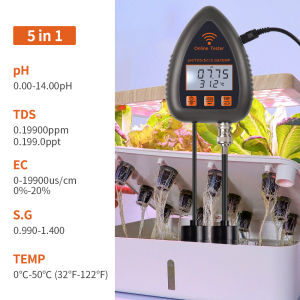 juan juan | Tuya WiFi 5 in 1 TDS/EC/SALT/S.G./TEMP PH Meter Bluetooth APP Online Water Quality Monitor for Pool Aquarium Aquaculture