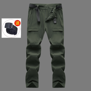 Mens Outdoor Quick Dry Pants Summer Thin Climbing Trousers Multi-Pocket Elastic Breathable Quick Dry Loose Large Size Hiking Mountain Climbing Pants
