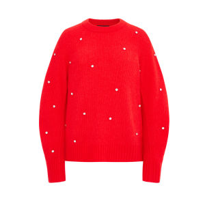 MO&Co. | Handmade Rhinestones Mixed Wool Sweater