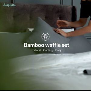 KAPAS LIVING | Bamboo Waffle Pillowcase | 100% Bamboo | Cooling & Breathable | 2 Pcs