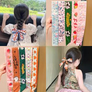 Girls Hair Scarf Bow Knot Hairband Multi-Functional Silk Ribbon for Ponytail Hairdo Childrens Accessories Korean Style