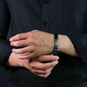 Gelang Kesehatan Asli 100% Racabel Apertor Hitam Biru - Terapi Batu Magnet untuk Pria & Wanita