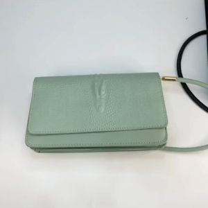 Tas Shoulder Bag Cewek Wanita Kulit Pundak Model Panjang Trapesium Import Pesta Elegan Tweed Warna Mint Sage Terbaru 2023 Live Shopping New Trend