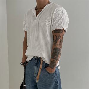 ZHUOCAN | Áo Thun Nam Cổ Henley Tay Ngắn Vải Waffle Nhẹ và Thoáng Khí