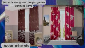 Gorden ukuran TINGGI 225CM minimalis smokering Free Tali&hook hordeng kordeng gordyn