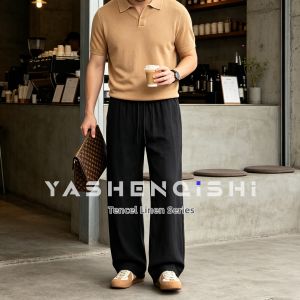 YASHENQISHI | Casual Tencel Linen Loose Straight Pants
