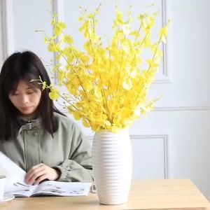 1pc Oncidium Artificial Flower Dancing Lady Orchid Artificial Orchid Flowers Party Wedding Home Decoration Bunga Hiasan
