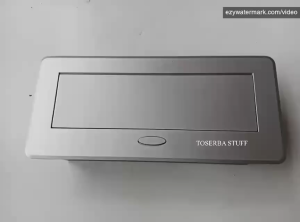 Stop Kontak Meja Meeting Pop Up Slow Motion isi 3 Tiga Power Arde Bahan Aluminium Silver Hairline