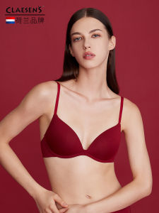 Red Wedding Bra Womens Wireless Gathered Backless Underwear Cotton Thin Cup U-Neck Line Bra Gift Box for New Year