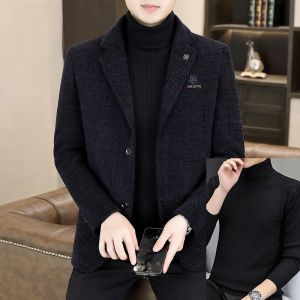 ROMON | Lormen Mens Casual Woolen Jacket Autumn Winter New Style Thickened Fashionable Single-breasted Suit Outerwear