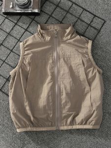 Boys Spring Vest Casual Outdoor Wear Childrens Fashionable Korean Style Spring Clothes Trendy Polyester Pure Color Zipper