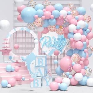 100pcs Pink Blue Balloon Garland Multicolored Paper Scrap Balloon Gender Reveal Party Male Female Baby Shower Decorative Cloth