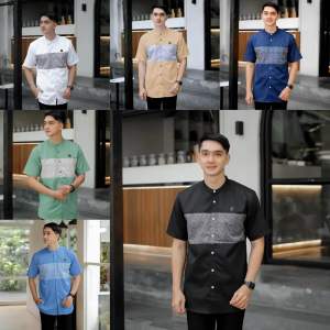 Baju Koko Pria Kurta Lengan Pendek Kualitas Premium Kemko Motif Kautsar Wahhllibatik