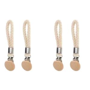 1-6pcs Woven Rope Beech Wood Round Head Multi Functional Non Perforated Household Bathroom Towel Storage Clip Kitchen Towel Clip