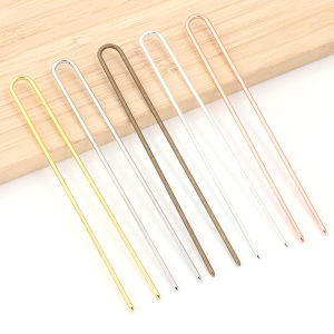 U-Shaped Hair Fork Elegant Golden Silver-color Copper Long Thick Hair Updo Bun French Hairpin Stick Women Girls Hair Accessories