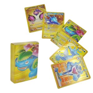 50Pcs 60Pcs Rare Gold Pokemon Cards Trainer/EX/GX/Mega Laser Card Game Adult Kids Toys Gift