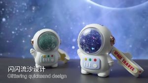 พัดลมตั้งโต๊ะ ขนาดเล็ก แบบพกพา ชาร์จ Usb ลายนักบินอวกาศ แต่งกลิตเตอร์ สำหรับเด็กนักเรียน 6060