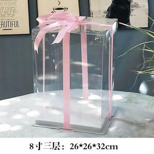 โปร่งแสง เค้กวันเกิดกล่องเดี่ยวชั้นคู่สามชั้นบอลลูนสูงเบเกอรี่กล่องบรรจุภัณฑ์สําหรับ 6 8 10 12 นิ้วเค้ก