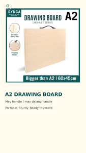 SYNCA Drawing Board A2 A3 - Sketch Board - Solid Wood Portable Drafting Board for Architecture Students Artists Sketching and Technical Drawing