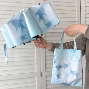 Serein High Aesthetic Long Handle Umbrella Womens Automatic Reinforced Folding Windproof Sunshade Polyester Fiber Umbrella