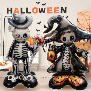 26Style Giant Standing Halloween Balloons Inflatable Aluminum Foil Balloon Ghost Pumpkin Skull Tombstone Balloons Party Decorations