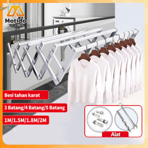 Jemuran baju pakaian dinding 100/120/150/200cm 5 tiang /jemuran dinding stainless steel /Rak Jemuran Tembok/Jemur dinding lipat