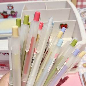 🔥1Pcs 0.5mm Candy Color Transparent Frosted Pressing Pen Black Ink Gel Pen Bullet Carbon Pen School Office Supplies LovelylifeFu👍