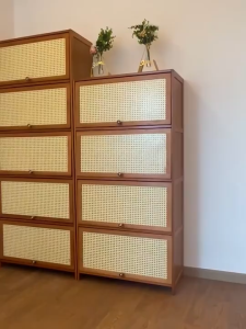 GENGYAN ตู้โชว์  ตู้โชว์โมเดล ตู้ไม้ไผ่ 2-6 ระดับ ตู้เก็บของ ห้องนั่งเล่นหลายชั้นตู้สําหรับหนังสือ ชั้นหนังสือไม้ไผ่