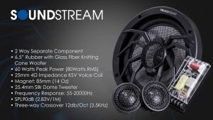 Soundstream Lx.65C 6.5 inch 2Way Component Speaker With Glass Fiber With Kniting Cone Woofer