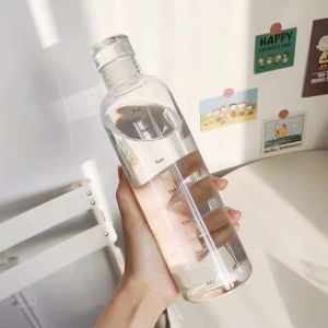 500ML Time Scale Cup Water Jug Leak-Proof Transparent Plastic Water Cup Water Bottle