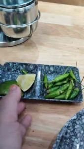 Chén chấm 2 ngăn melamine vân đá đen Fataco - C 103: 14.8 x 7.4 x 2.0 cm