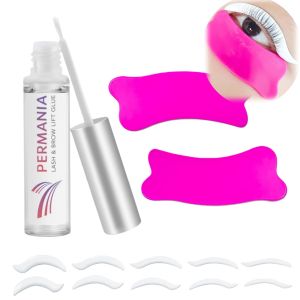 กาวติดขนตา PERMANIA สำหรับดัดขนตาแบบเกาหลี พร้อมแผ่นดัดขนตาแบบแบน อุปกรณ์ดัดขนตา DIY ครบชุด