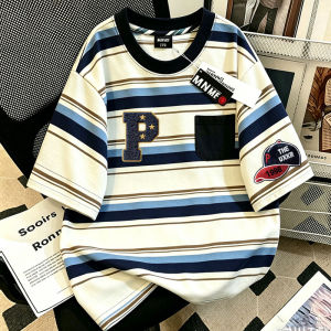 Áo Thun Sọc Tay Ngắn Cotton Cho Bé Lớn