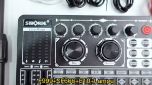 Siborie【Free headphone】F999+SF666+E10+Lampu Paket lengkap Soundcard Microphone Headphone Light SET Satu set dudukan lengkap gratis Siap COD