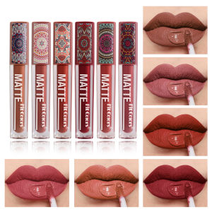 Fit Colours Matte Non-stick Cup Lip Gloss Boho Style Lip Glaze กันน้ําติดทนนานเรียบเนียนและเนียนเนื้อกํามะหยี่ลิปสติก