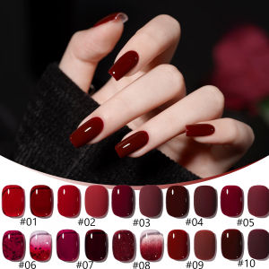 MIANEL 10ML 1-10pcs Burgundy Red Gel Nail Polish 2025 New Whitening Cherry Wine Red Nails Nail Art Special For Christmas