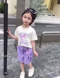 SETELAN BAJU KUROMI ANAK PEREMPUAN 2-8 TAHUN ONESET CELANA PENDEK KOREA STYLE