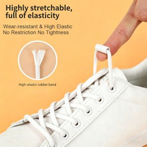 New Version Elastic No Tie Shoelaces Metal Lock Shoe Laces for Kids Adult Sneakers Semicircle No Tie Shoelaces Lazy Laces