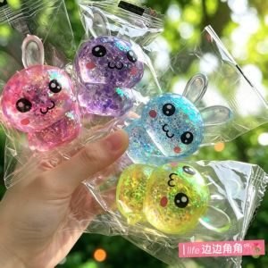 Cute Cartoon Rabbit Stress Relief Toy Girls Fidget Toys Colorful Rabbit for Easter Basket Stuffers Anti Stress Squeeze Toy