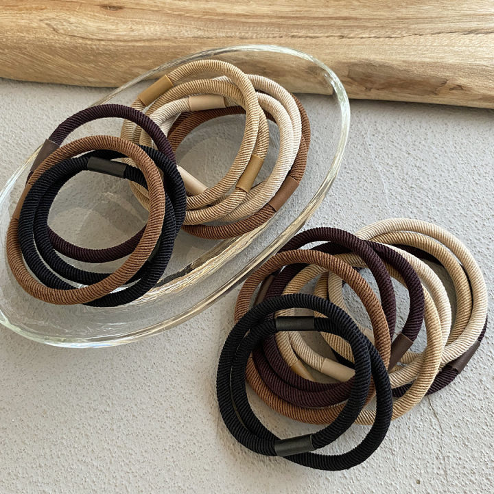 Minimalist Basic Hair Ties ~ Korean All-Match Black Ponytail Rubber Band  Brown Hair Tie Hair Rope High Elastic Hard to Use