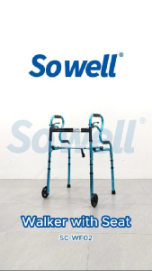 Sowell Aluminium Walker with Seat / 8 Wheels | Foldable Adjustable Height Multi-Functional Walking Aid