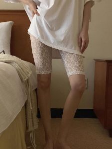 กางเกงขาสั้นผ้าลูกไม้เอวสูง ระบายอากาศได้ดี เซ็กซี่ ยืดหยุ่นสูง กางเกงขาสั้นสไตล์เกาหลี 5 จุด รุ่นใหม่ กางเกงขาสั้นฤดูร้อน