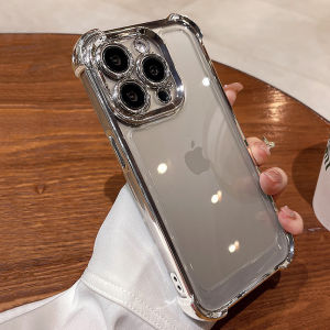 CrashStar ฟิลม์นิรภัยสำหรับเลนส์เคลือบมุมหนาใสแข็งกันกระแทกเคสโทรศัพท์สำหรับ iPhone 17 16 15 14 Pro Air Plus 16e 13 12 11 Pro Max X XR XS Max เคสใส่โทรศัพท์กันกระแทกชัดเจนพร้อมกล้องคลุมทั้งหมด