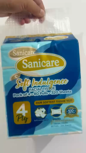 Sanicare Soft Indulgence Facial Tissue Pack with 400 Soft Tissue Sheets Limited Edition 4 Ply