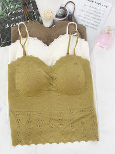 เสื้อกั๊กลูกไม้เกาะอกยาวปานกลางรัดรูปเซ็กซี่แบบสวมใส่ในชุดชั้นในแบบฝรั่งเศสพร้อมสายรัดด้านหลังสวยงาม