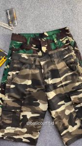Celana Cargo Pendek Pria Motif Loreng Army [27-44] Jumbo Bahan Kanvas Tebal CPD05A