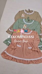 0-6 bulan Gamis bayi perempuan set hijab bayi dress bayi perempuan newborn setelan gamis kaos murah Risyababygamis7