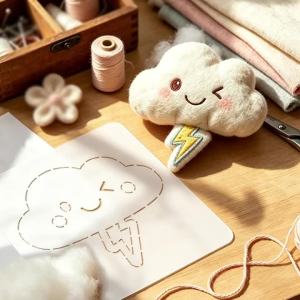 YOMDID 1pc Cloud Lightning Pendant Sewing Template DIY Smiling Winking Cloud Pattern Quilting Template Durable PET Stencil